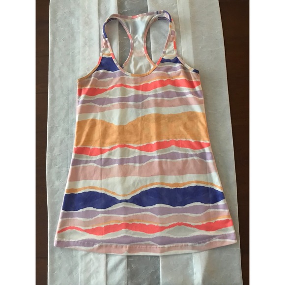 lululemon athletica Tops - Lululemon Racerback Tank Top Abstract Stripe Print‎ Activewear Women's Size M